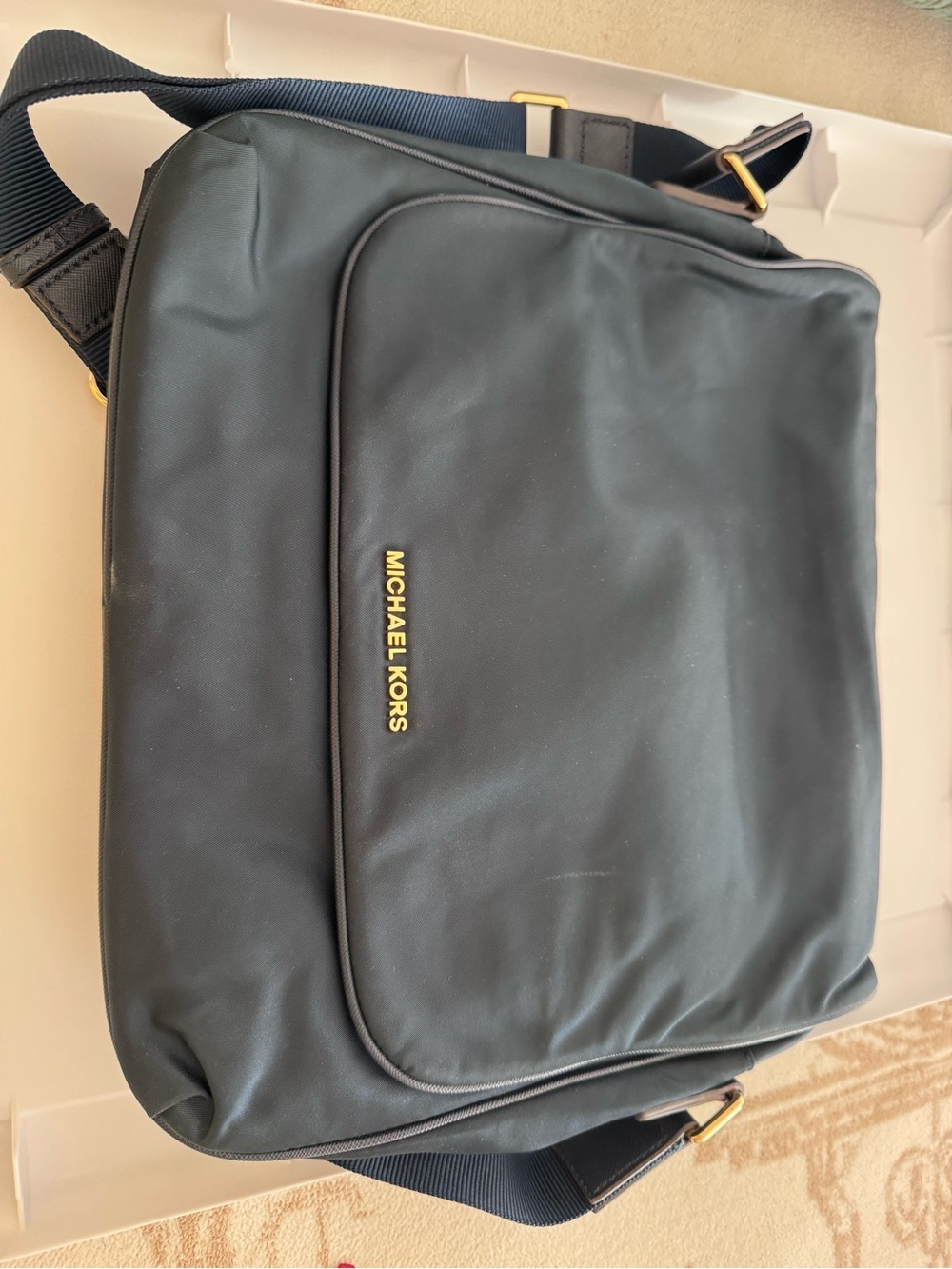 Michael Kors Navy Blue and Black Men's Messenger Crossbody Bag